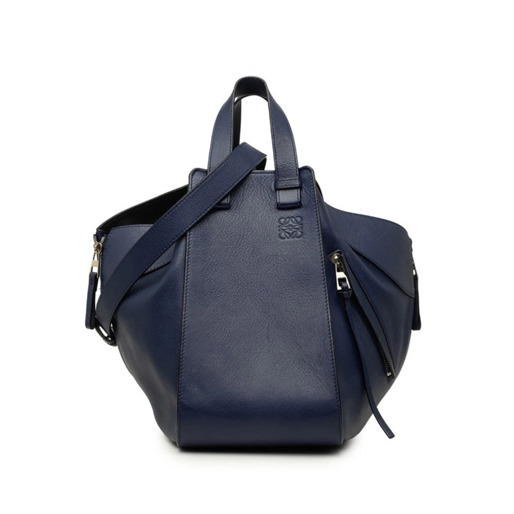 Loewe Anagram Hammock Medium Handbag/Shoulder Bag, 2-Way, Blue Leather, Women's.